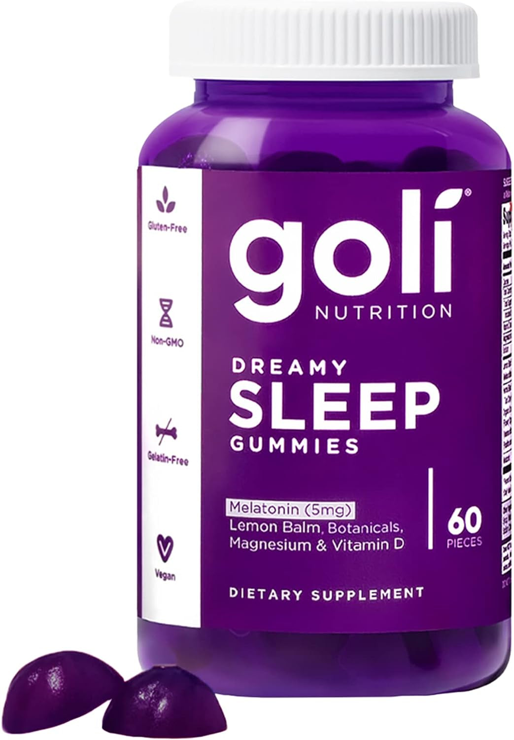 Dreamy Sleep Gummy - 60 Count - Melatonin, Vitamin D, Magnesium, and Lemon Balm Extract - Gelatin-Free, Gluten-Free, Vegan & Non-Gmo