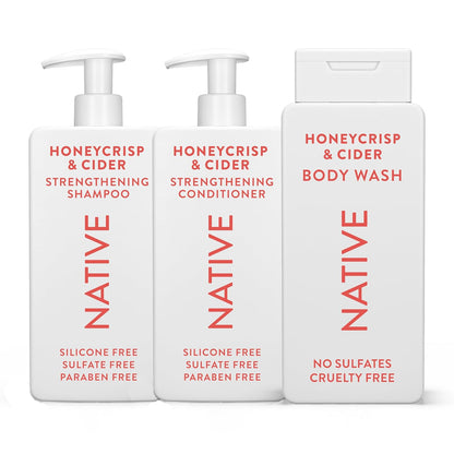 Shampoo & Conditioner, Body Wash - Honey Crisp & Cider - Naturally Derived Ingredients, Sulfate-Free, Paraben-Free, Strengthening Hair Care | Fall Seasonal Bundle (51 Fl Oz Total) - 3 Pk
