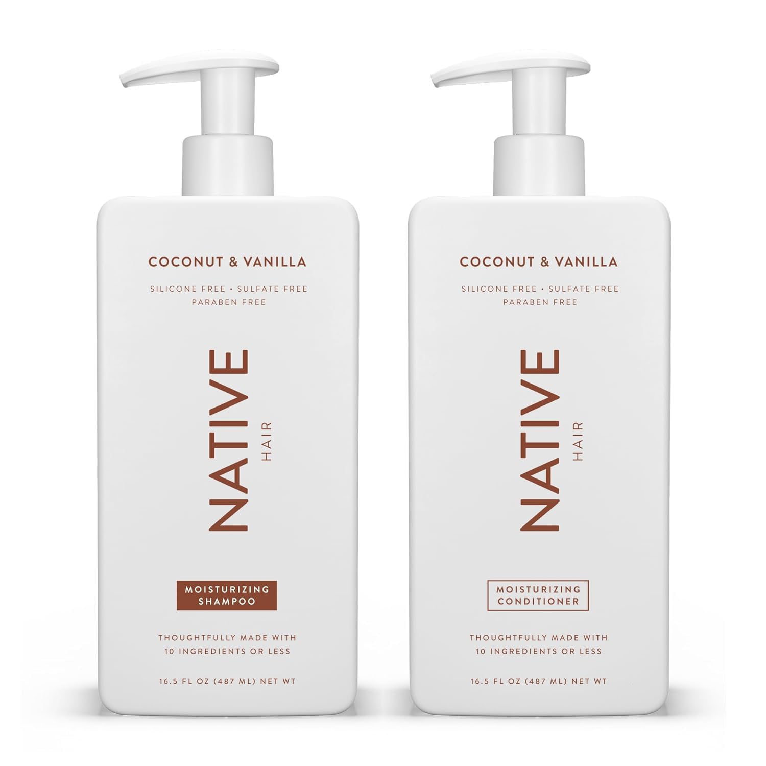 Coconut & Vanilla Shampoo and Conditioner Contain Naturally Derived Ingredients | All Hair Types, Color & Treated, Fine to Dry Damaged, Sulfate & Dye Free - 2-Pack