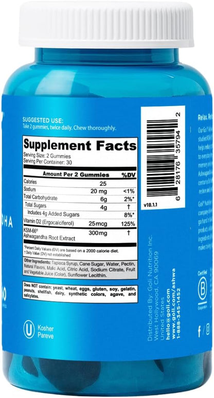 Ashwagandha & Vitamin D Gummy - 300 Count - Mixed Berry, KSM-66, Vegan, Plant Based, Non-Gmo, Gluten-Free & Gelatin Free Relax. Restore. Unwind, Pack of 5
