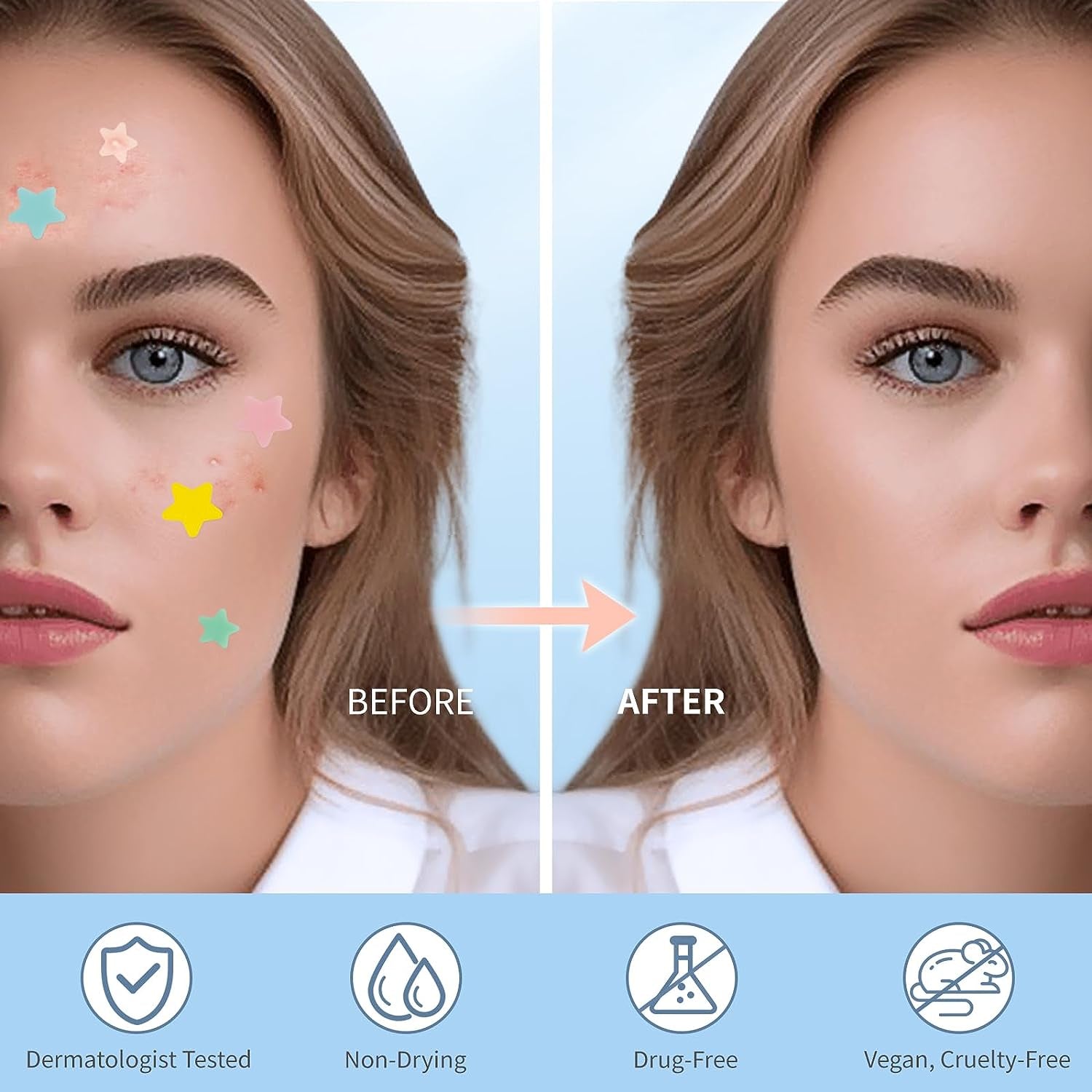 Pimple Patches for Face, Hydrocolloid Acne Patches, Cute Star Zit Covers, Colorful Spot Stickers with Tea Tree, Salicylic Acid & Cica Oil| 3 Sizes (10Mm, 12Mm & 14Mm) |400 Count