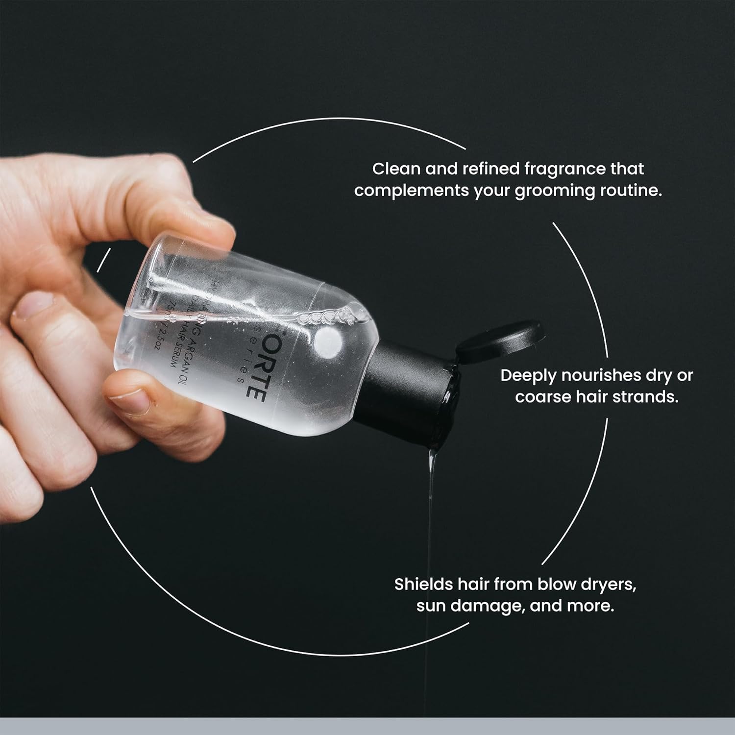 Hydrating Argan Oil Daily Hair Serum by Forte Series Sulfate Free Argan Hair Oil for Men Hair Serum for Dry Damaged Hair, for Styling Hair (75 Ml / 2.5 Oz)