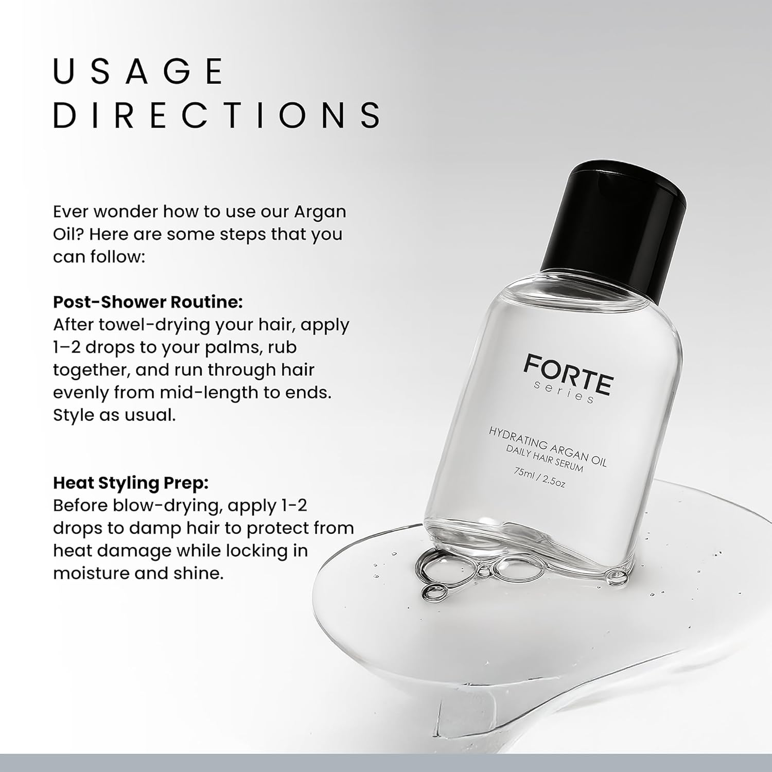 Hydrating Argan Oil Daily Hair Serum by Forte Series Sulfate Free Argan Hair Oil for Men Hair Serum for Dry Damaged Hair, for Styling Hair (75 Ml / 2.5 Oz)