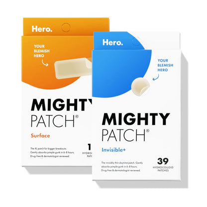 Hero Cosmetics ™ Invisible+ Patch & ™ Surface Patch Bundle - Acne Patches for Daytime and Larger Breakout Treatment of Pimples