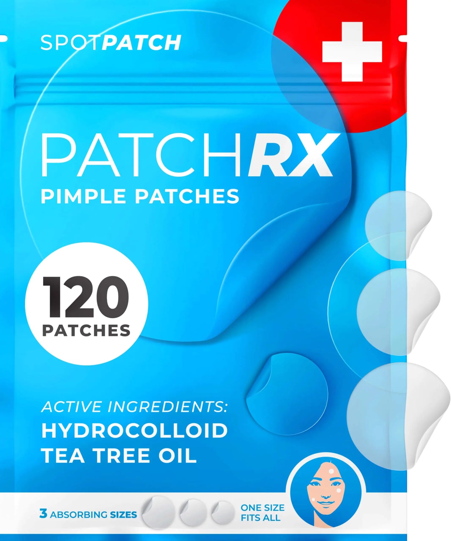 PatchRx Pimple Patches for Face (120 Patches) Hydrocolloid Acne Patches with Tea Tree Oil Pimple Patch Pimple Stickers - Hydrocolloid Patch Acne Dots - Acne Pimple Patches For Face - Zit Patches