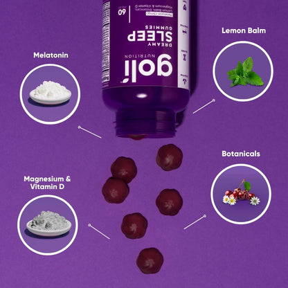 Dreamy Sleep Gummy - 60 Count - Melatonin, Vitamin D, Magnesium, and Lemon Balm Extract - Gelatin-Free, Gluten-Free, Vegan & Non-Gmo